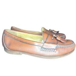 Vtg 90s Cole Haan Mens Leather Slip On Loafers Tassels Sz 10 Brown Retro Preppy